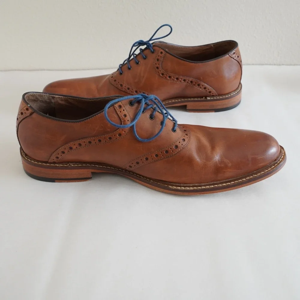 Aston Grey Collection Mens Oxford Derby Dress Shoes Sz 12 Brown Leather Lace Up